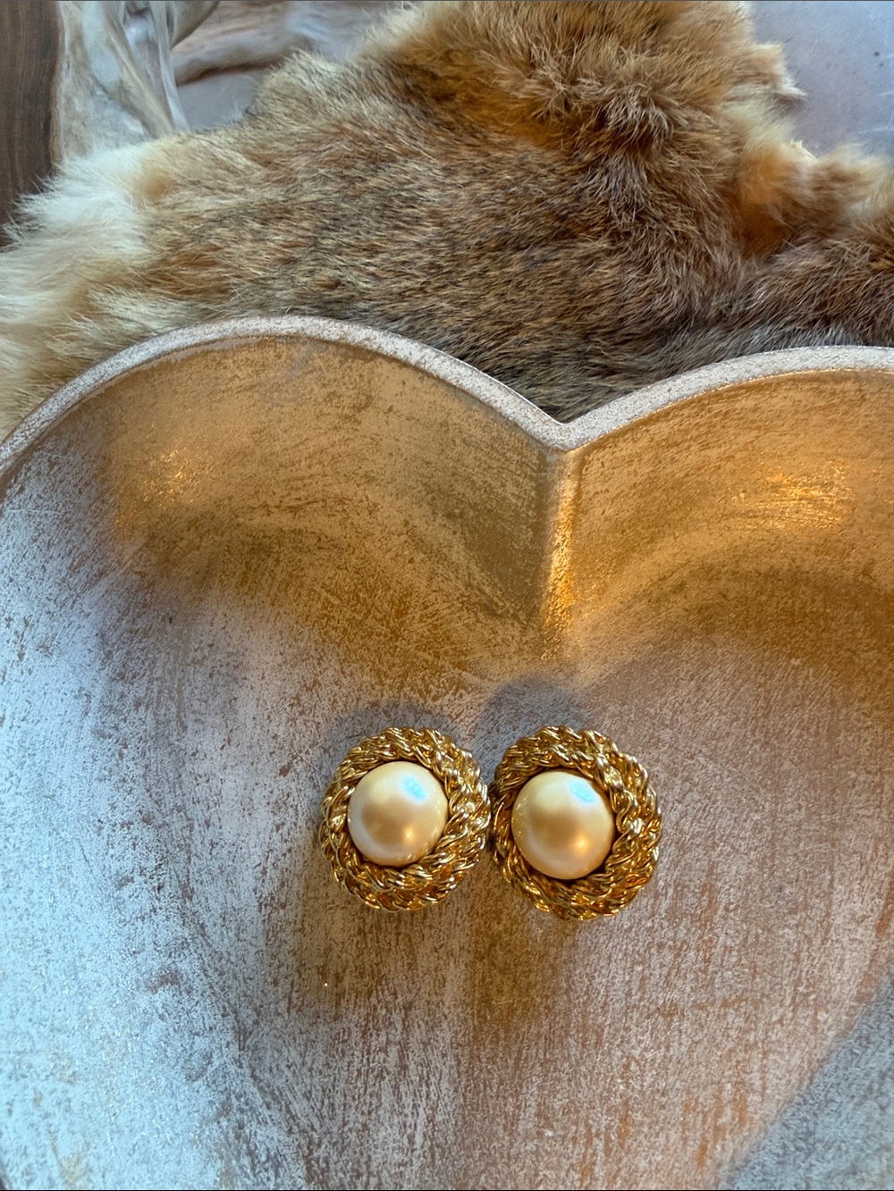 Joan Rivers Gold-Tone Faux Pearl Rope-Trim Button Earrings